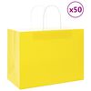 vidaXL Torby papierowe 50 szt. z uchwytami ż&oacute;łte 32x17x25 cm