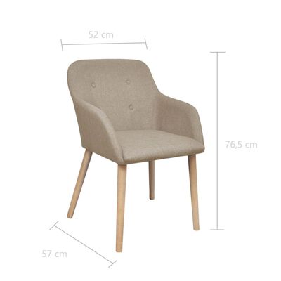 vidaXL Krzesła do jadalni, 4 szt., beżowe, tkanina i lity dąb