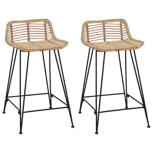 vidaXL Stołek barowy 2 pcs naturalny 44 x 45 x 76 cm Rattan i Stal