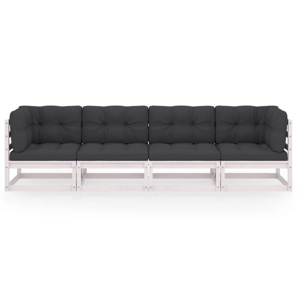 vidaXL 4-osobowa sofa ogrodowa z poduszkami, lite drewno sosnowe