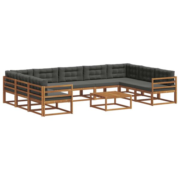 vidaXL Zestaw sof na zewnątrz 10 pcs Naturalny i Antracytowy