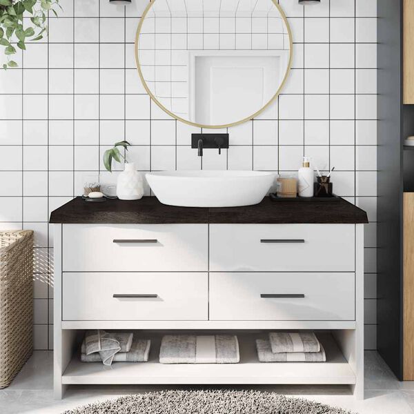 vidaXL Blat do łazienki, ciemnobrązowy, 140x60x(2-6) cm, lite drewno