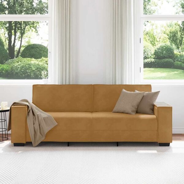 vidaXL Sofa 3-osobowa, brązowa, 220x78x84 cm, tapicerowana aksamitem
