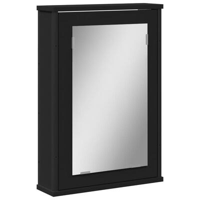vidaXL Szafka łazienkowa z lustrem, czarna, 42x12x60 cm