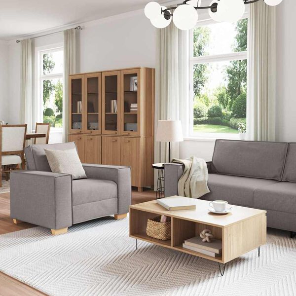 vidaXL Sofa 3 pcs Ciemnoszary Tkanina lniana