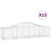 vidaXL Kosze gabionowe, 15 szt, 200x50x40/60 cm, galwanizowane żelazo
