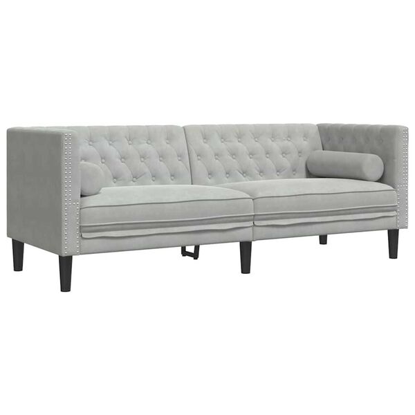 vidaXL Sofa do salonu 2 pcs Jasnoszary 194 x 74,5 x 70,5 cm Aksamit