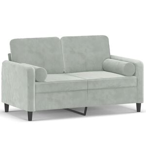 vidaXL 2-osobowa sofa z poduszkami, jasnoszara, 120 cm, aksamit