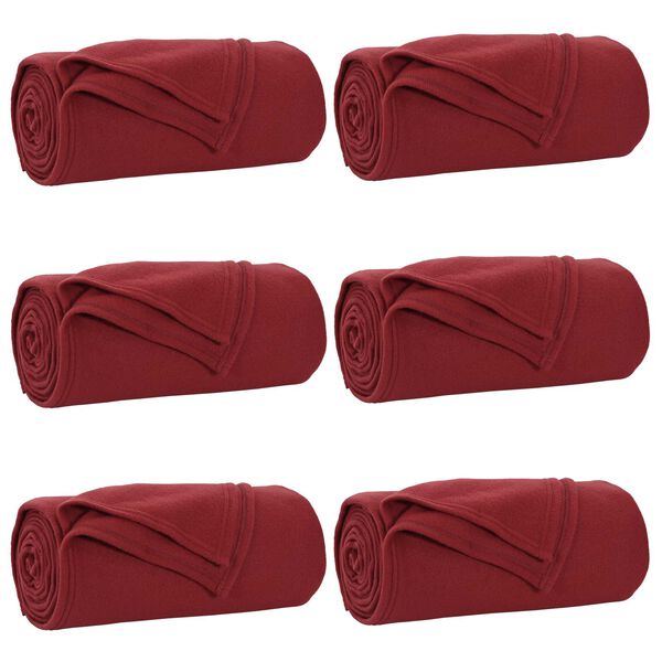 vidaXL Koce narzutowe 6 pcs Bordeaux Czerwony 200 x 150 cm Polar