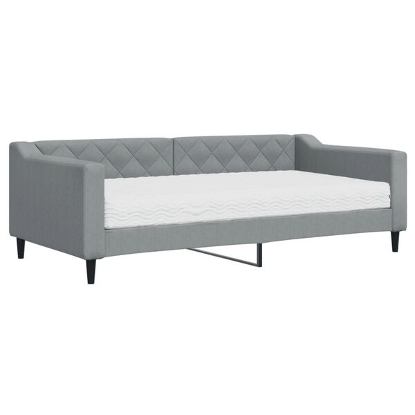 vidaXL Sofa z materacem, jasnoszara, 90x190 cm, tkanina