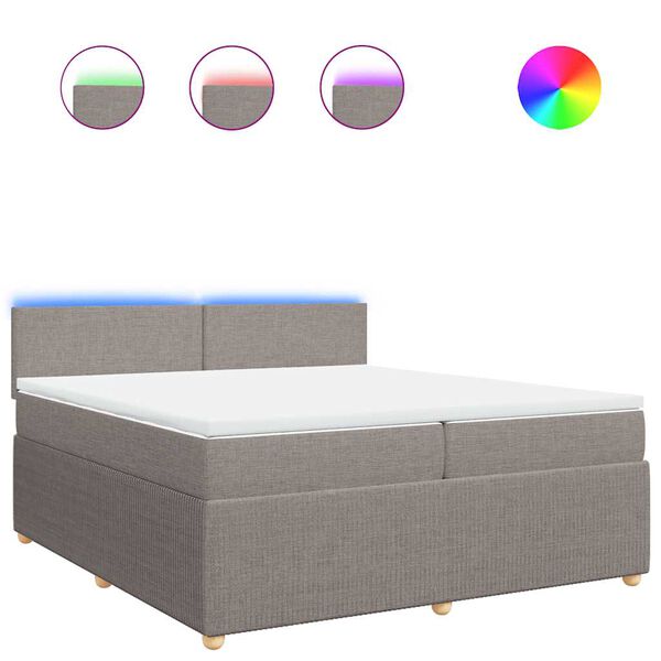 vidaXL Ł&oacute;żko kontynentalne z materacem, taupe, tkanina, 200x200 cm