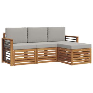 vidaXL Zestaw sof na zewnątrz z poduszką 4 pcs Naturalny i Jasny Szary