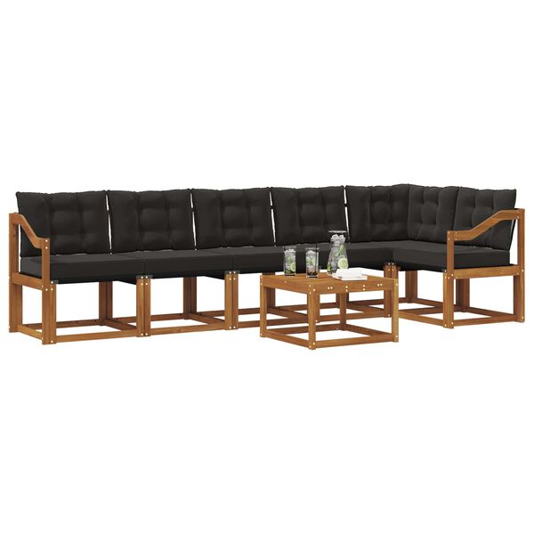 vidaXL Zestaw sof na zewnątrz z poduszką 7 pcs Naturalny i czarny