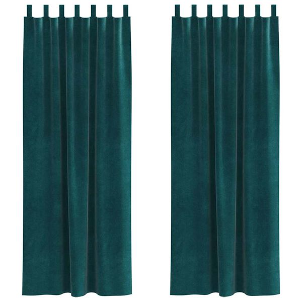 vidaXL Zasłony zaciemniające 2 pcs Ciemna zieleń 140 x 260 cm Aksamit