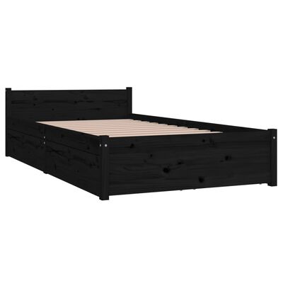 vidaXL Rama łóżka z szufladami, czarna, 90x190 cm