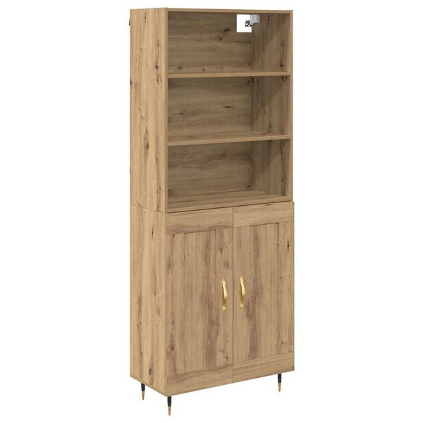 vidaXL Highboard Dąb rzemieślniczy 69,5 x 34 x 180 cm