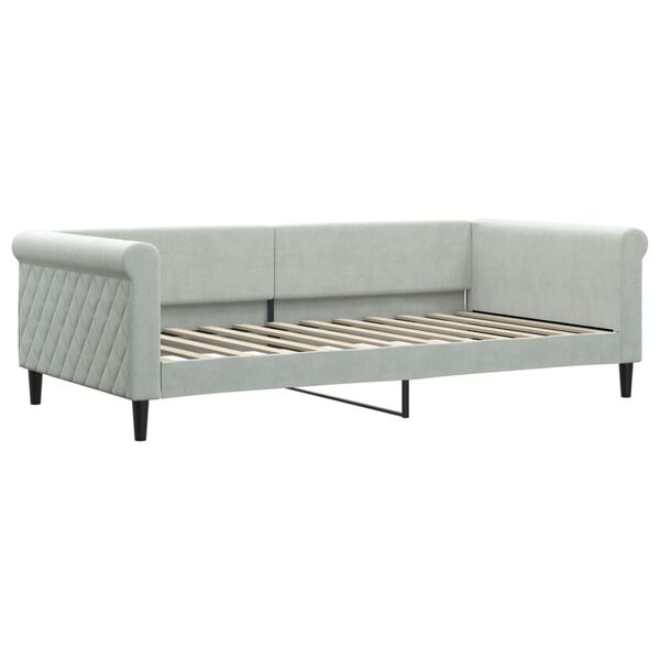 vidaXL Sofa rozsuwana z szufladami, jasnoszara, 100x200 cm, aksamit