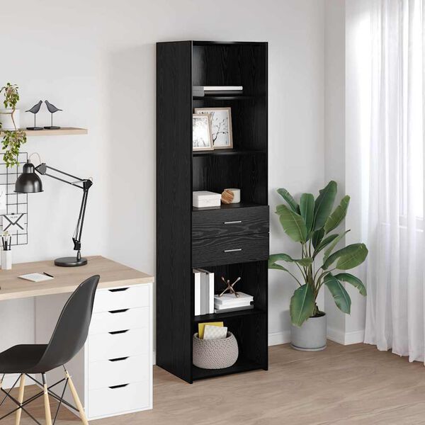 vidaXL Highboard Czarny Dąb 50 x 42,5 x 185 cm Materiał drewnopochodny