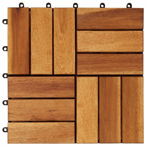 vidaXL Płytka Tarasowa 10 pcs Brązowy 30 x 30 cm Drewno Akacjowe
