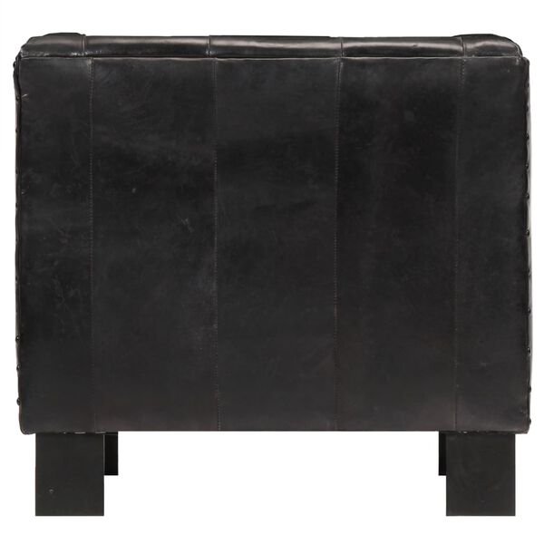 vidaXL Fotel klubowy, czarny, prawdziwa sk&oacute;ra