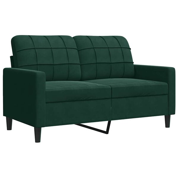 vidaXL Sofa 2-osobowa, ciemnozielona, 120 cm, tapicerowana aksamitem
