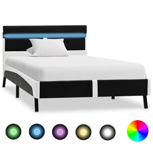 vidaXL Rama ł&oacute;żka z LED, czarna, sztuczna sk&oacute;ra, 90 x 200 cm