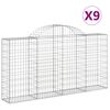 vidaXL Kosze gabionowe, 9 szt, 200x30x100/120 cm, galwanizowane żelazo