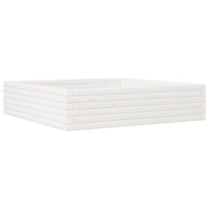 vidaXL Donica ogrodowa, biała, 100x100x23 cm, lite drewno sosnowe