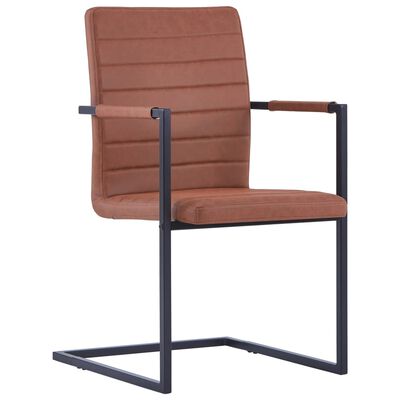 vidaXL Wspornikowe krzesła stołowe, 2 szt., brązowe, sztuczna skóra