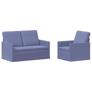 vidaXL Zestaw Sof 2 pcs Niebieski dżins tkanina