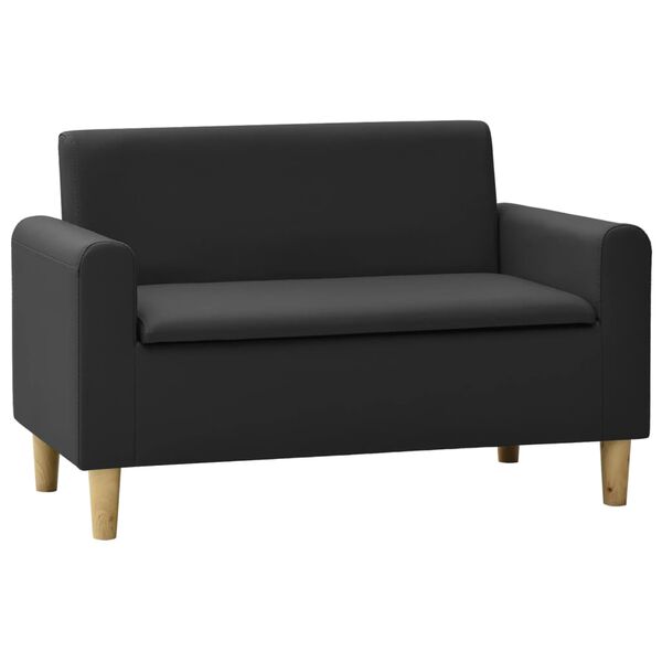 vidaXL 2-osobowa sofa dziecięca, czarna, sztuczna sk&oacute;ra