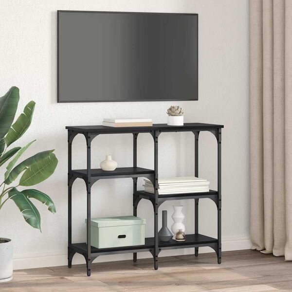 vidaXL Konsola Czarny Dąb 80 x 29 x 75 cm Materiał drewnopochodny