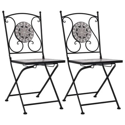 vidaXL Mozaikowe krzesła bistro, 2 szt, szare