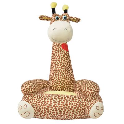 vidaXL Fotel dla dzieci żyrafa, pluszowy, brązowy