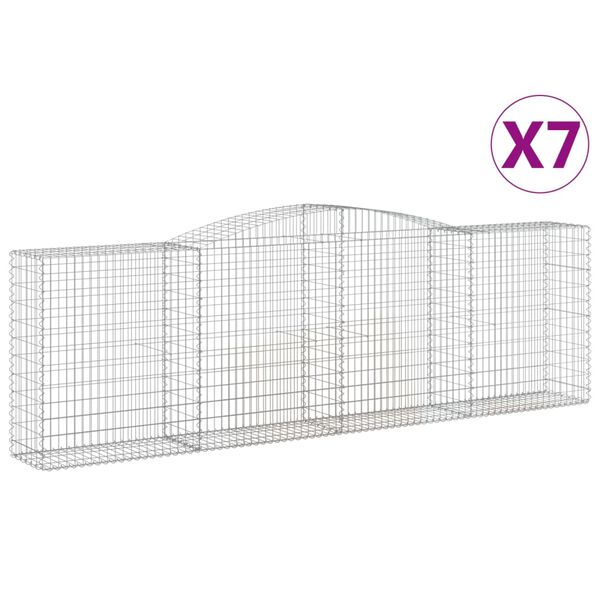 vidaXL Kosze gabionowe, 7 szt, 400x50x120/140 cm, galwanizowane żelazo