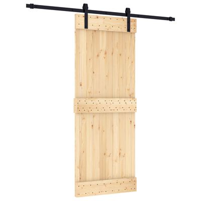 vidaXL Drzwi przesuwne z osprzętem, 80x210 cm, lite drewno sosnowe