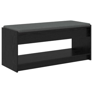 vidaXL Ławka w przedpokoju z poduszką Czarny Dąb 103 x 38 x 45 cm