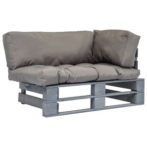 vidaXL Ogrodowa sofa z palet, z szarymi poduszkami, sosna
