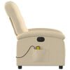 vidaXL Rozkładany fotel masujący, elektryczny, kremowy, tkanina