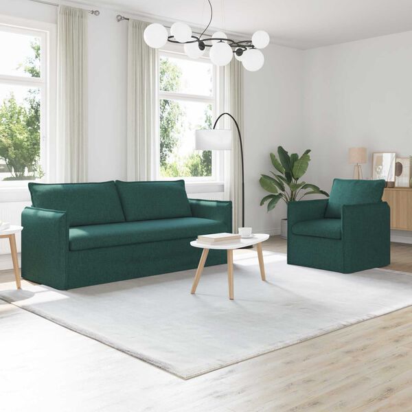 vidaXL Sofa 2 pcs Ciemna zieleń 196 x 82 x 85 cm tkanina