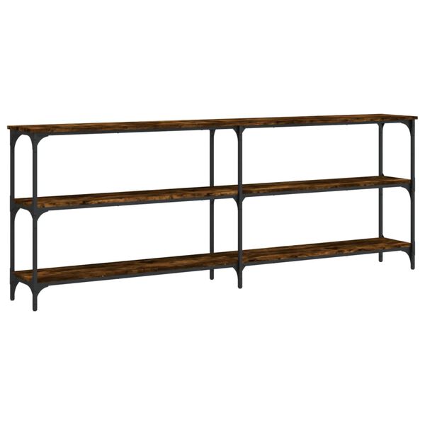 vidaXL Stolik konsolowy, przydymiony dąb, 200x29x75 cm