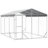 vidaXL Kojec dla psa, z dachem, srebrny, 3x4,5x2,5 m, stal