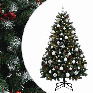vidaXL Sztuczna choinka, zielona, z bombkami 150 cm 150 LED