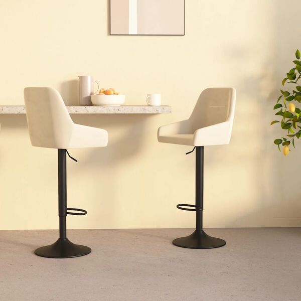 vidaXL Stołki barowe, 2 szt., kremowe, obite aksamitem