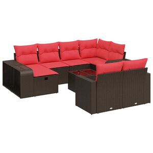 vidaXL 11-cz. zestaw mebli ogrodowych z poduszkami, brązowy, rattan PE