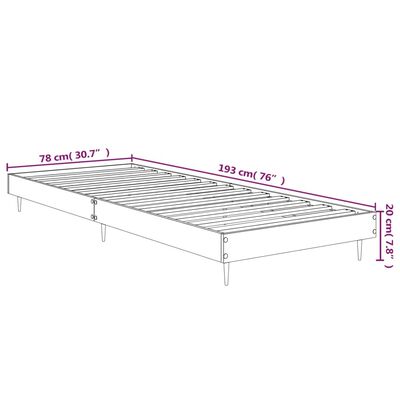 vidaXL Rama łóżka, biała, połysk, 75x190 cm, materiał drewnopochodny