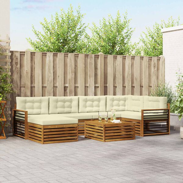 vidaXL Zestaw sof na zewnątrz z poduszką 7 pcs Naturalny i Kremowy