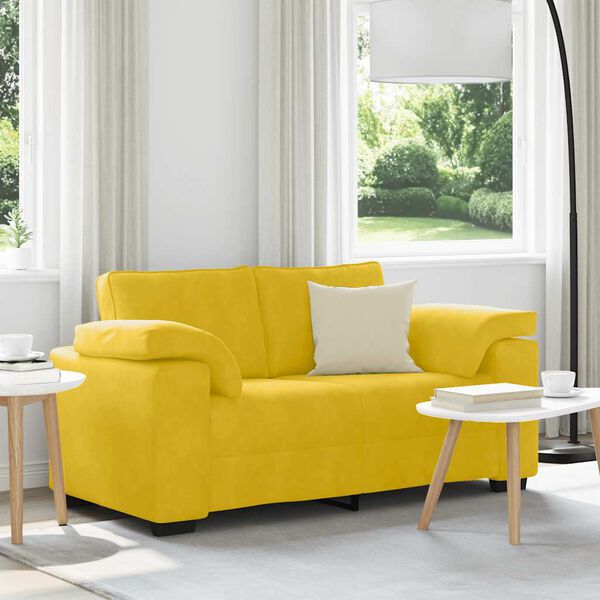 vidaXL Sofa dwuosobowa, ż&oacute;łta, 120 cm, aksamit