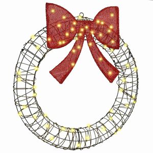 vidaXL Wianek z 60 diodami LED Ciepła biel 76 x 76 x 8 cm rattan