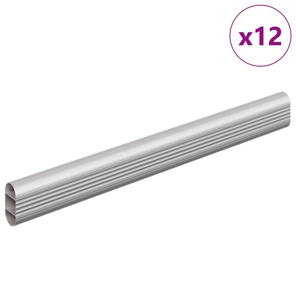 vidaXL Drążek do szafy 12 pcs Srebrny 764 x 15 x 29 mm Stop Aluminium